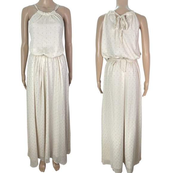 Modcloth Dresses & Skirts - New ModCloth Illuminated Elegance Ivory Metallic Chiffon Maxi Dress